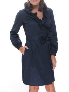 Elizabeth McKay Deep Navy blue long sleeve Scotland ruffle dress size 6